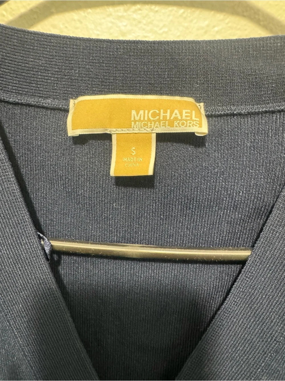 Michael Kors Navy Button-Front V-Neck Midi Dress - Picture 6 of 7